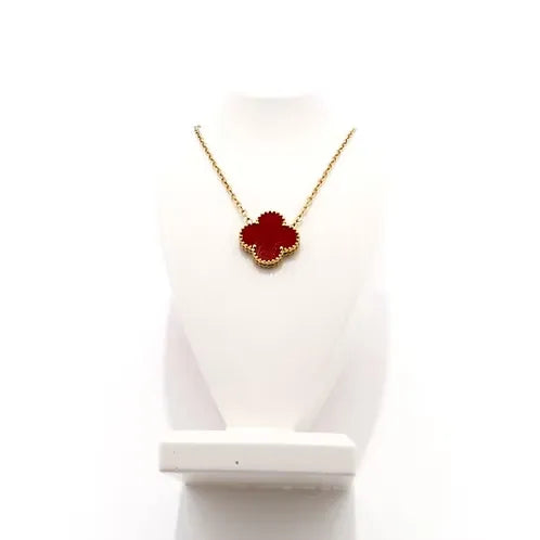 Alora Four-Leaf Red Clover Necklace | Waterproof 18k Gold
