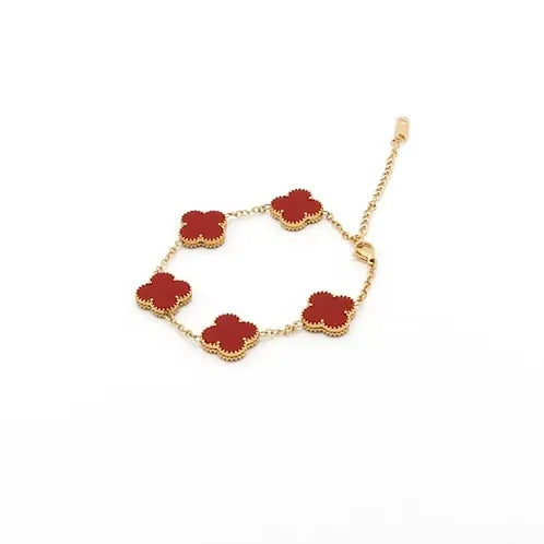 Alora Four-Leaf Red Clover Bracelet | Waterproof 18k Gold