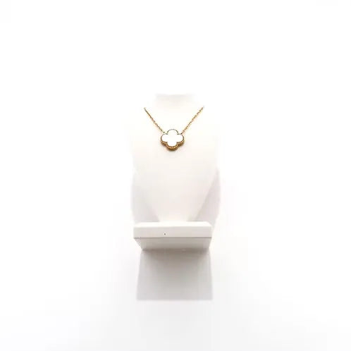 Alora Four-Leaf White Clover Necklace | Waterproof 18k Gold