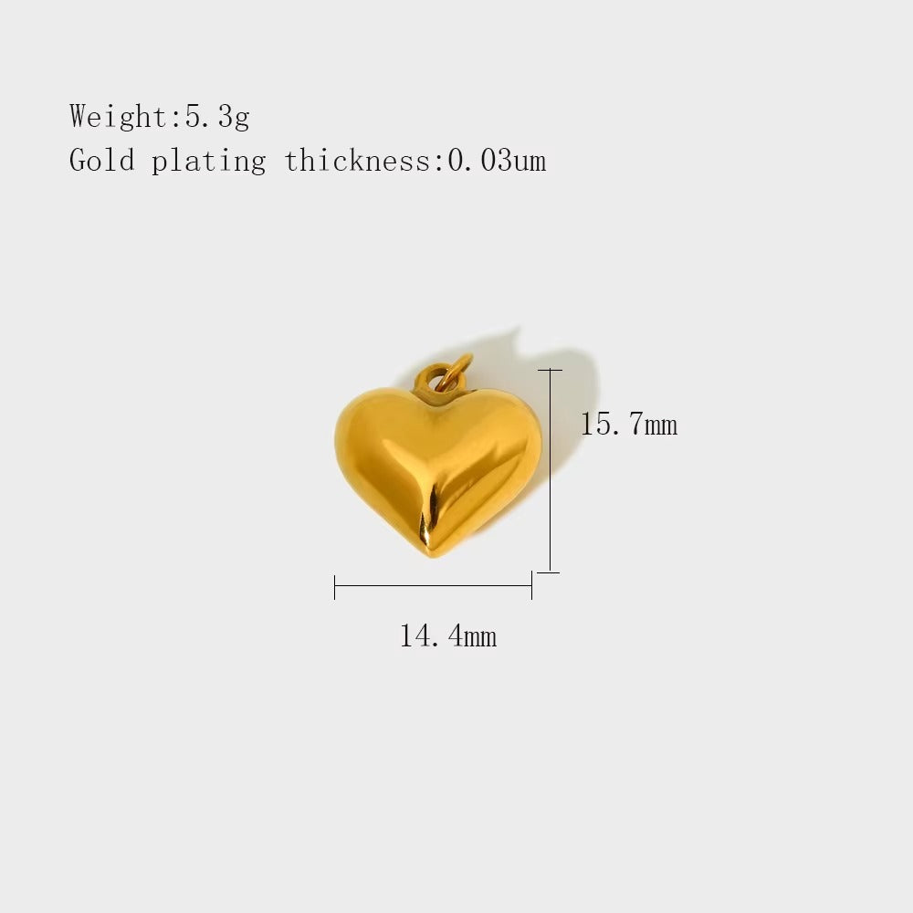 Sorcha Waterproof Puffed Heart Charm 10mm Gold