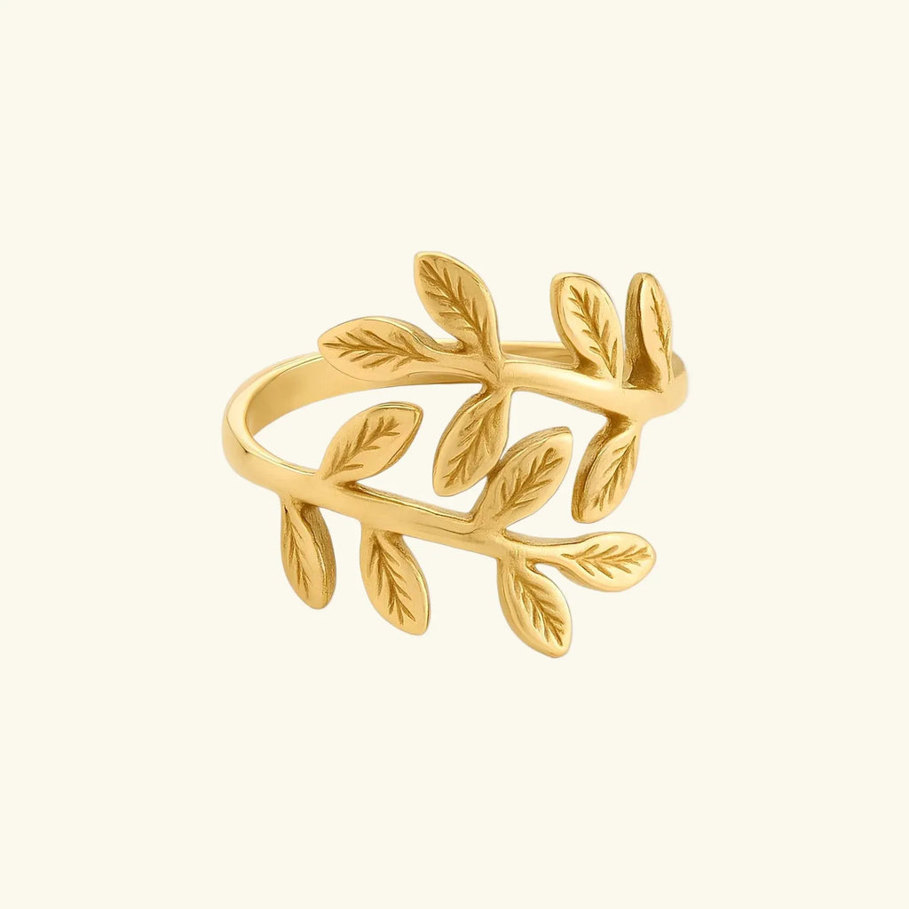 Amara Olive Branch Open Ring | Waterproof 18k Gold