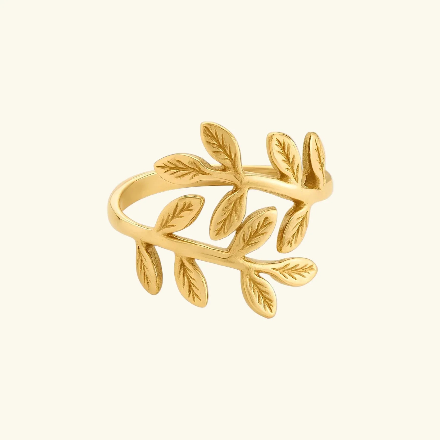 Amara Olive Branch Open Ring | Waterproof 18k Gold