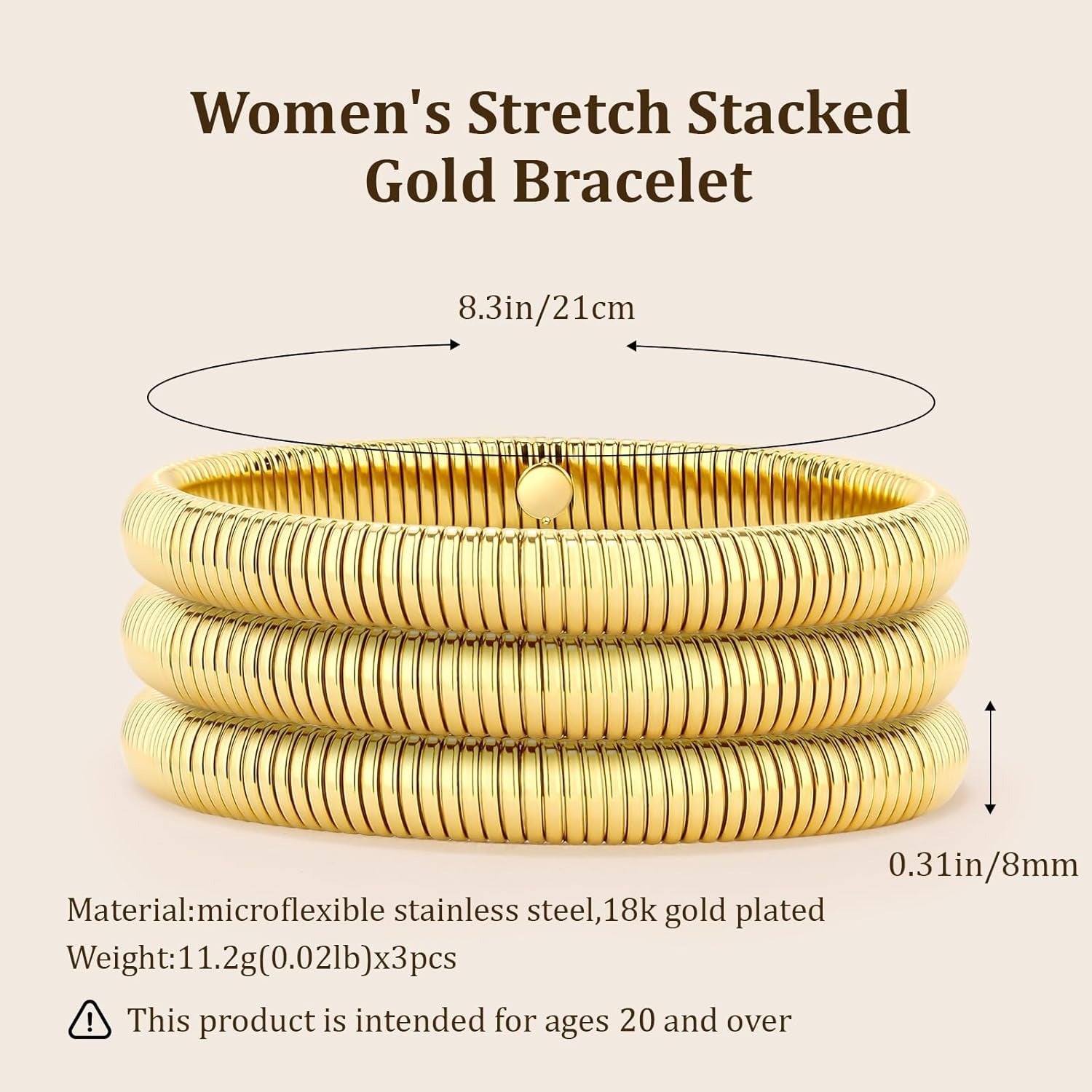 Morgan 8mm wide Stretchable Bangle Bracelet