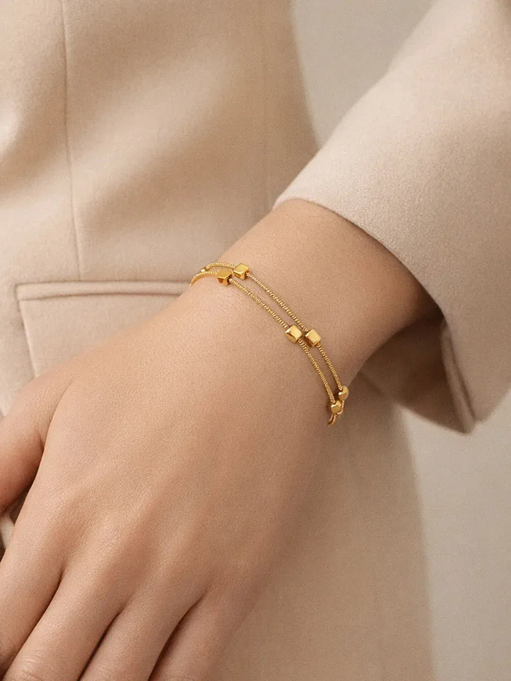 Elyra Cube Station Double Layered Bracelet | Waterproof 18k Gold