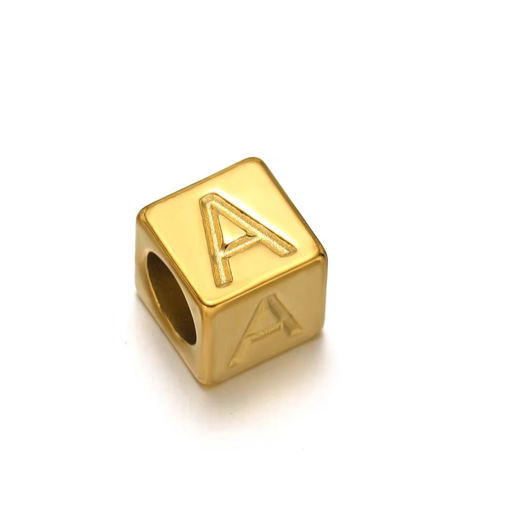 Orna Box Engraved Initial Alphabet Charm 7x7mm Gold