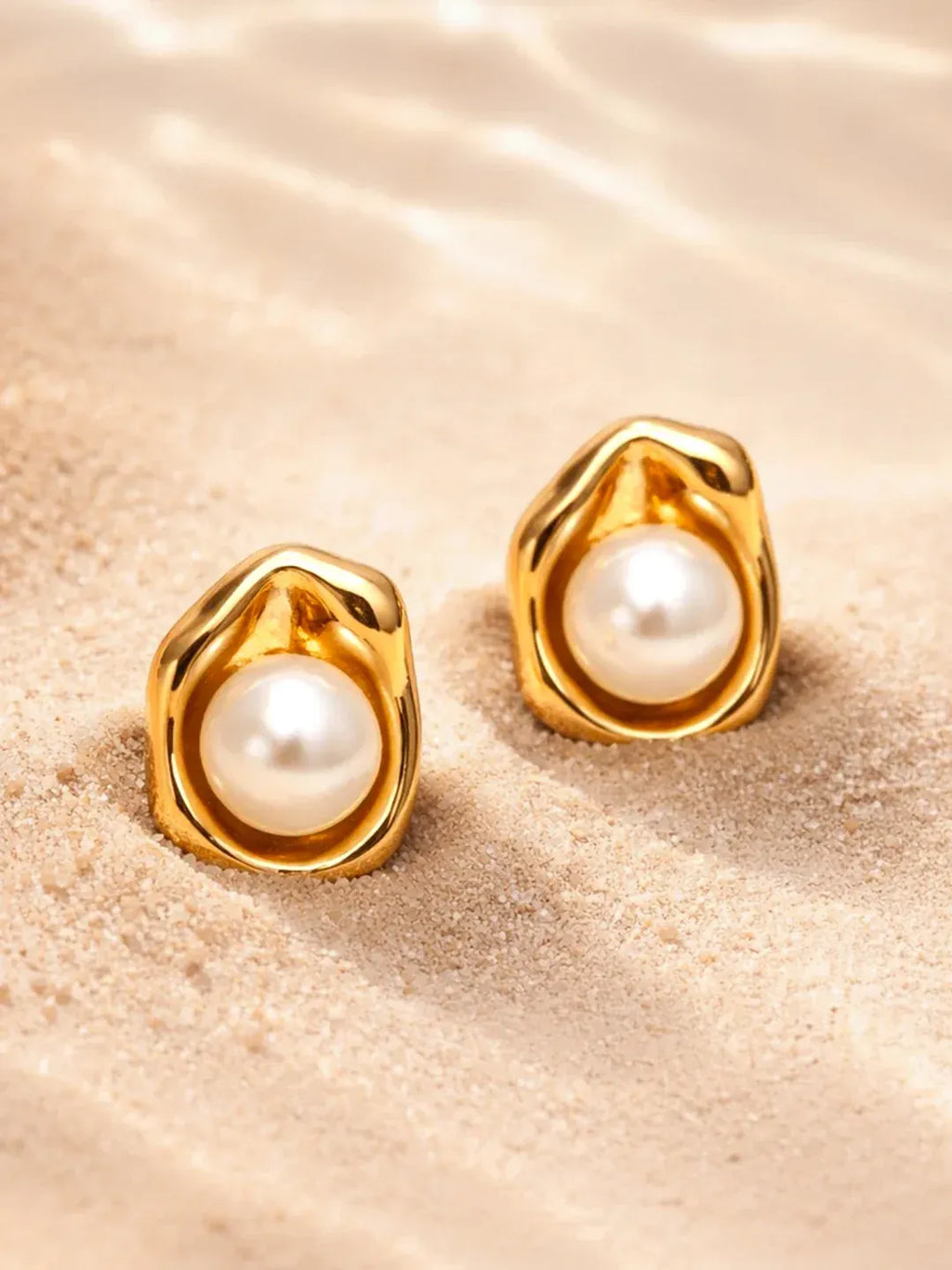 Blaire Pearl Stud Earrings | Waterproof 18k Gold