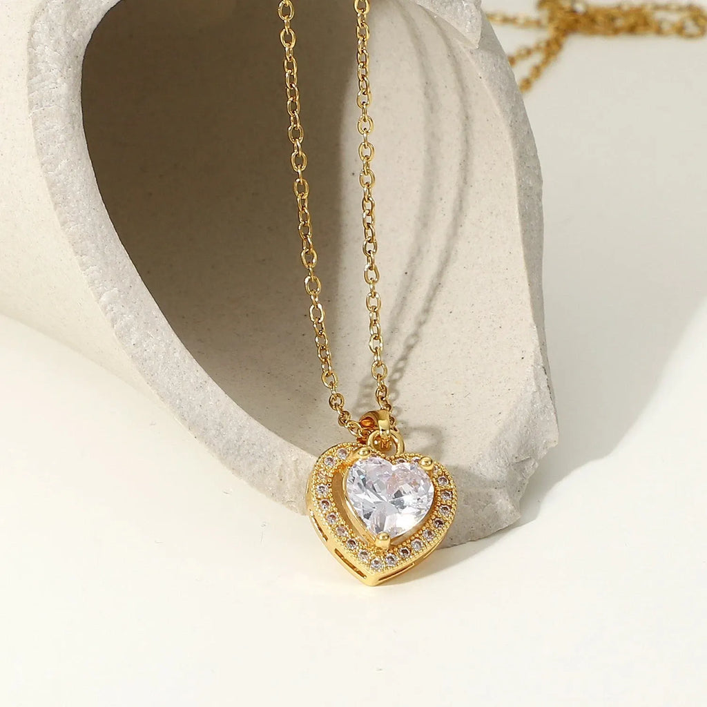 Nova Solitaire Heart Necklace | Waterproof 18k Gold