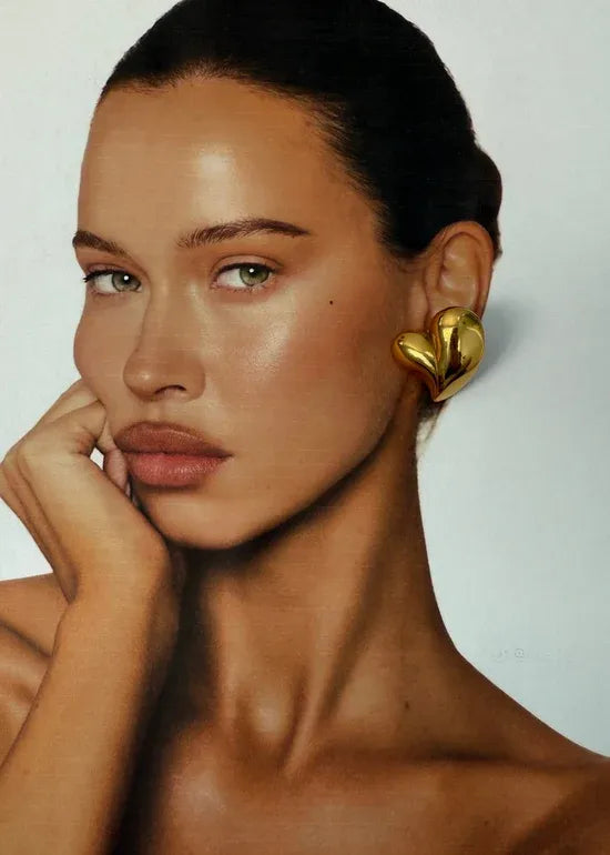 Chrysie Heart Stud Earrings | Waterproof 18k Gold