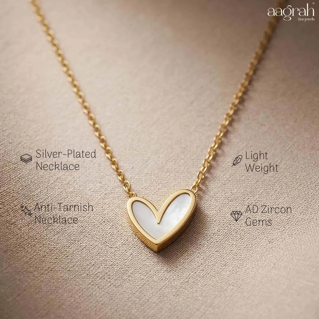 Belami Mother of Pearl Heart Necklace | Waterproof 18k Gold