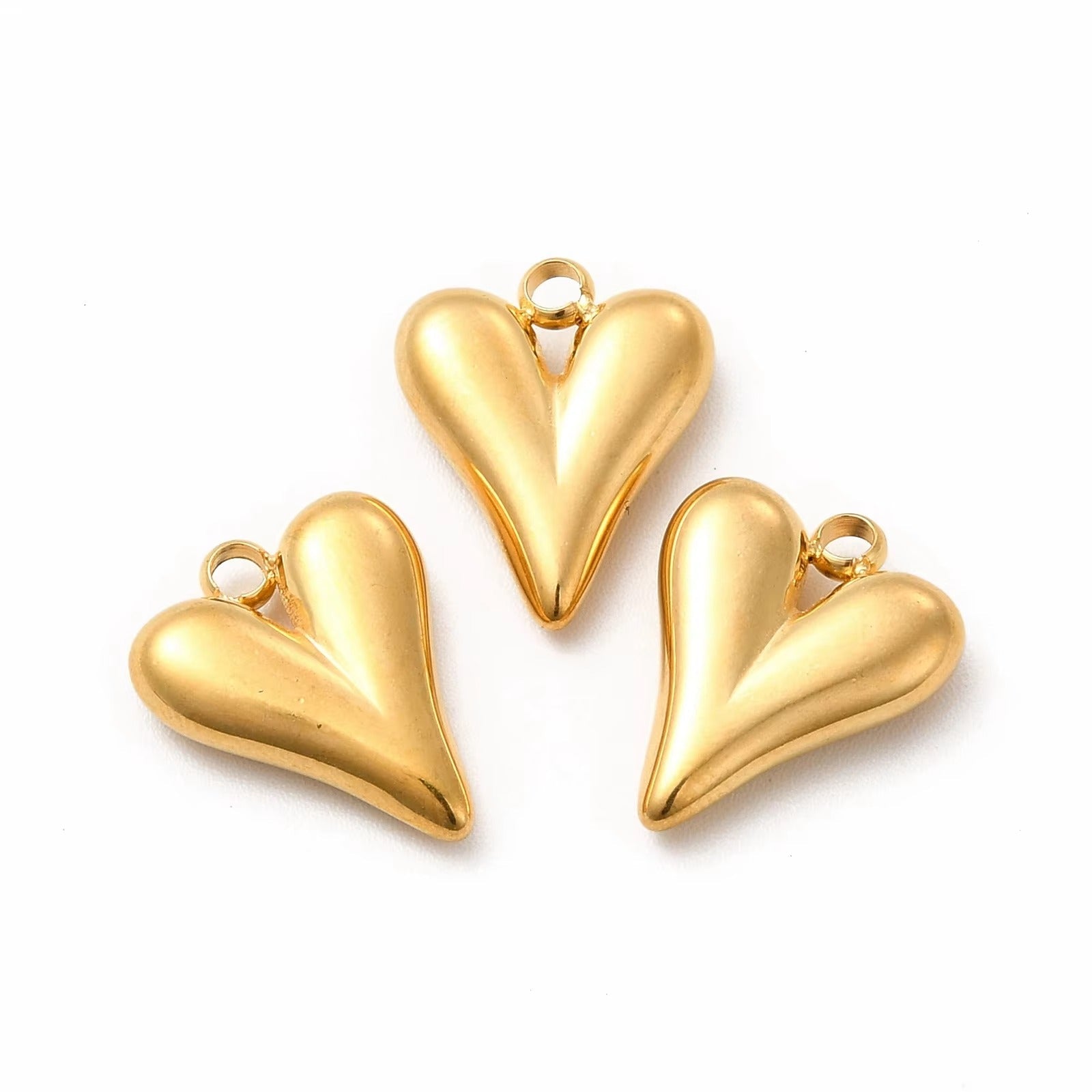 Una	Waterproof Chunky Heart Charm 15mm Gold