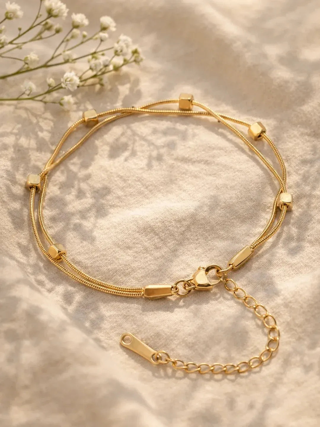 Elyra Cube Station Double Layered Bracelet | Waterproof 18k Gold
