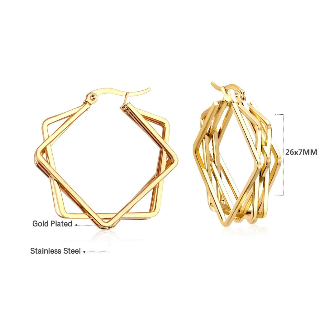 Cecilia Geometric Hoops | Waterproof 18k Gold