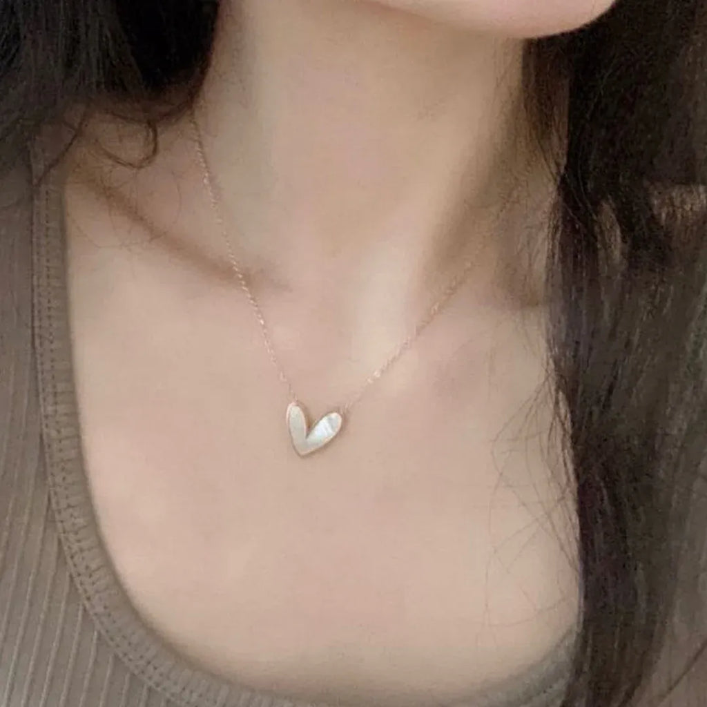 Belami Mother of Pearl Heart Necklace | Waterproof 18k Gold