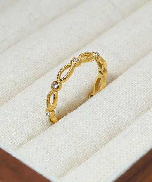 Ayla Crystal Open Ring | Waterproof 18k Gold