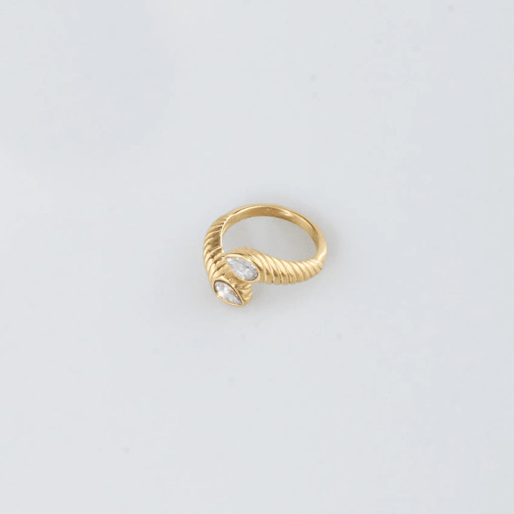 Alessia Celeste Teardrop Open Ring | Waterproof 18k Gold