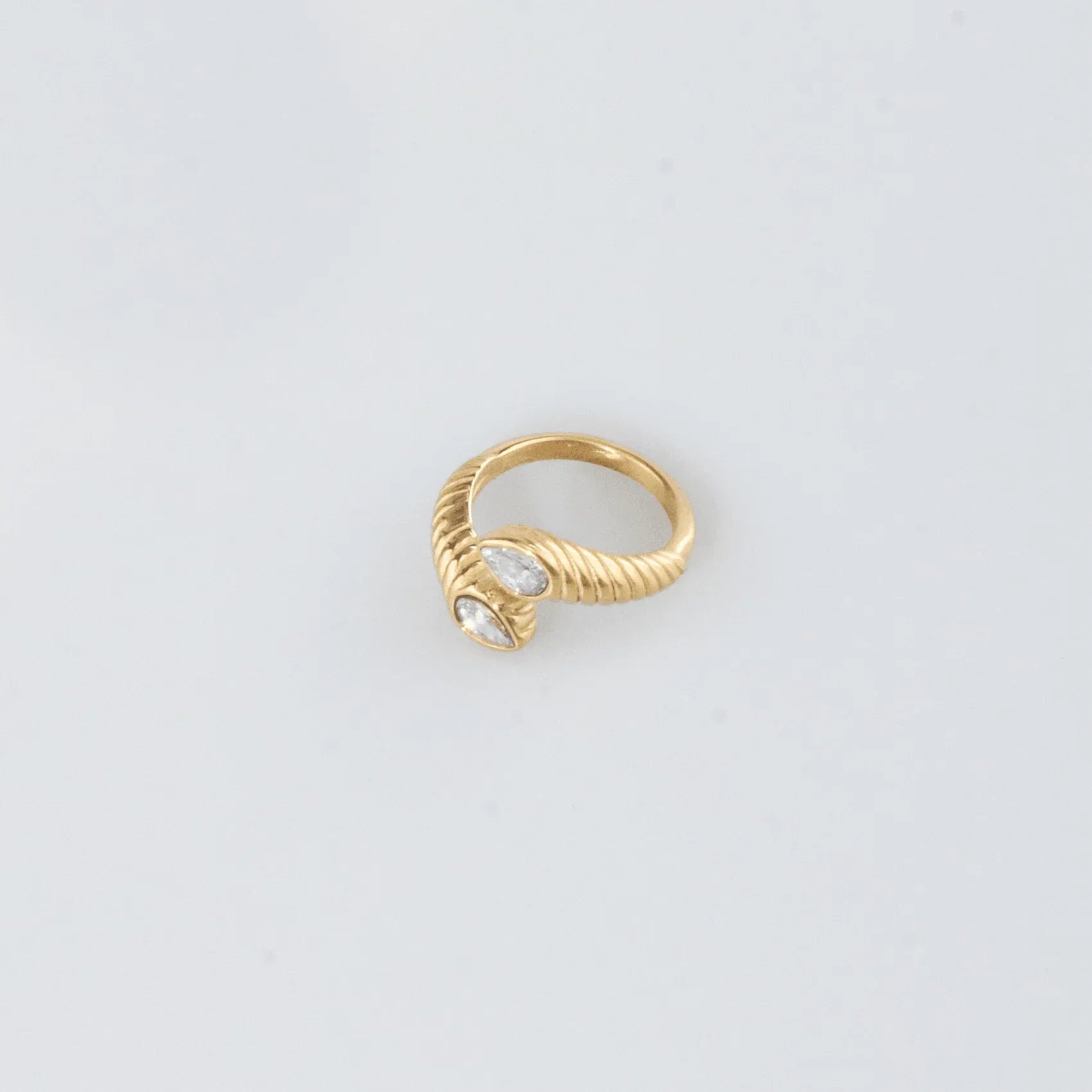 Alessia Celeste Teardrop Open Ring | Waterproof 18k Gold