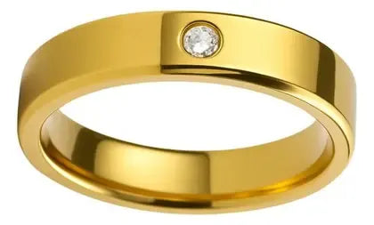 Esha Single Stone 4MM Band Ring | Waterproof 18k Gold