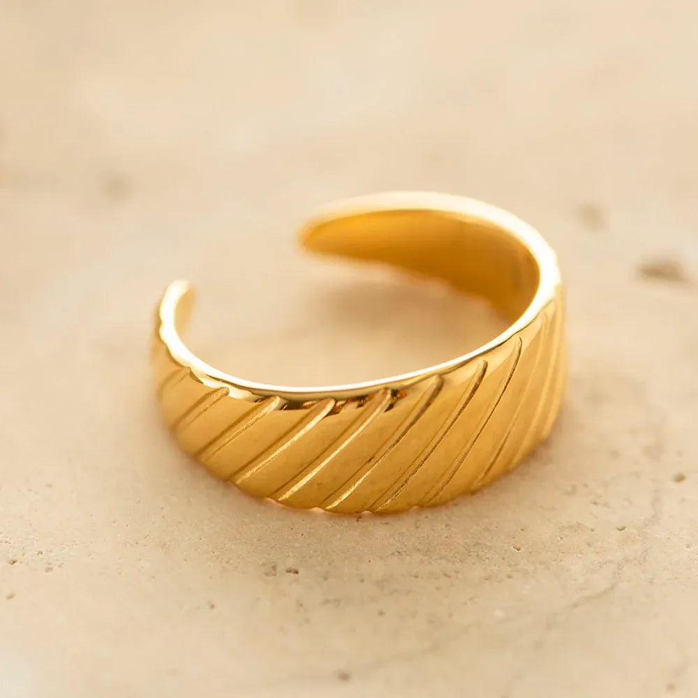 Aethel Textured Wrap Adjustable Ring | Waterproof 18k Gold & Silver