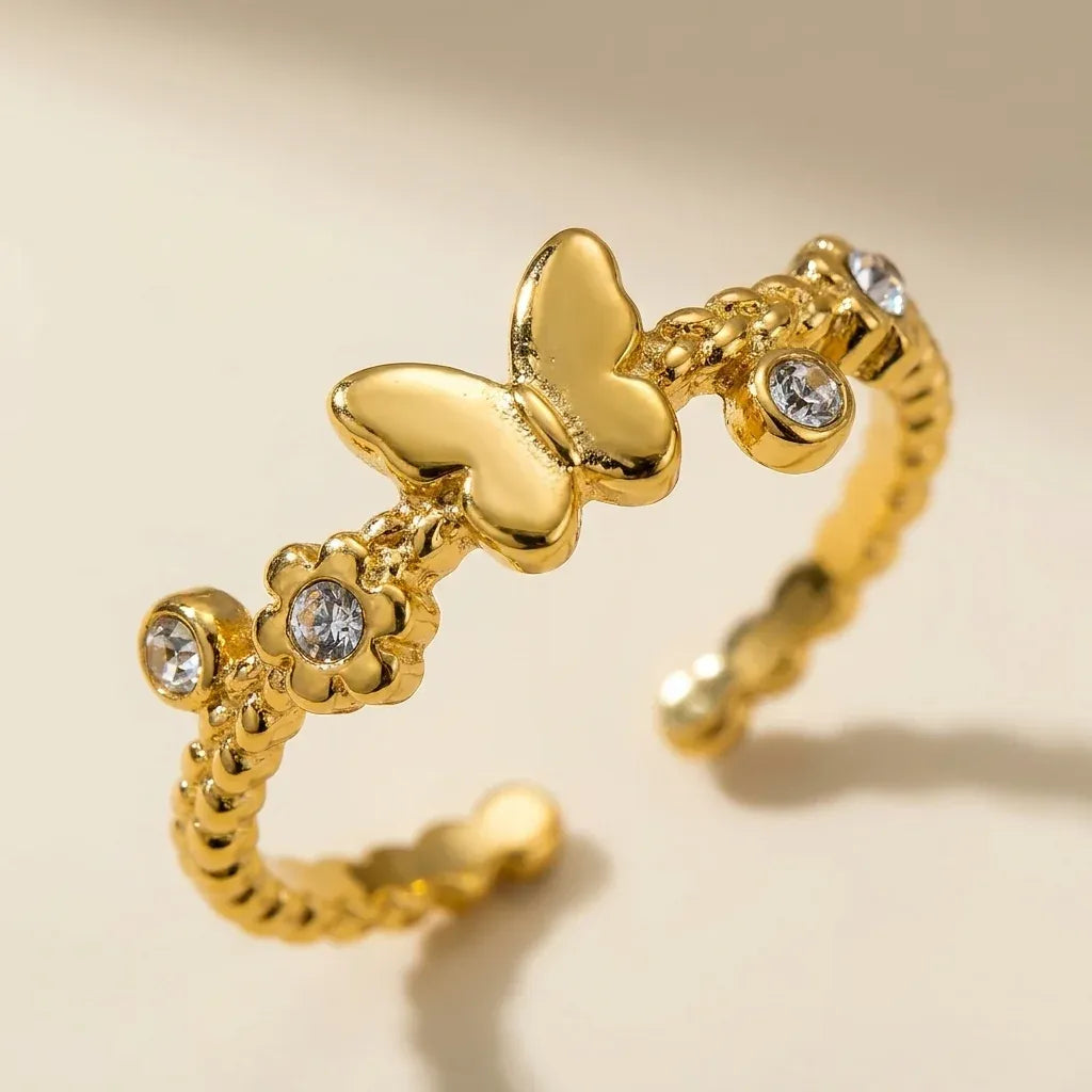 Anais Butterfly Open Ring | Waterproof 18k Gold