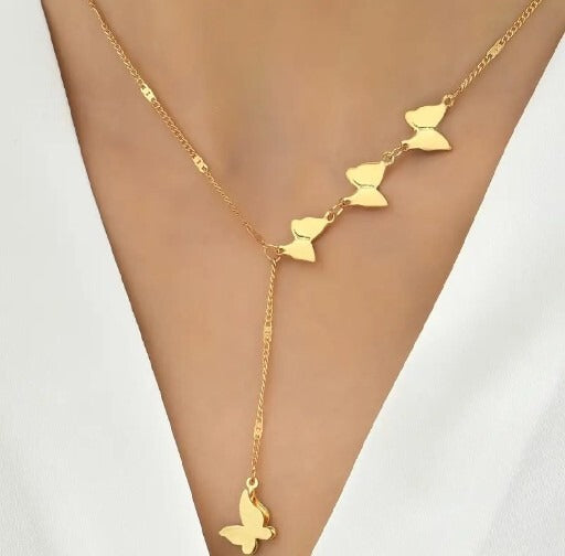 Evangel cascading butterflies Necklace | Waterproof 18k Gold