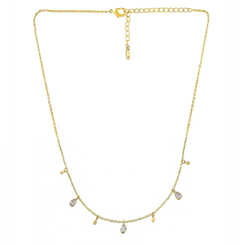 Evania Pear Cut Charm Necklace | Waterproof 18k Gold