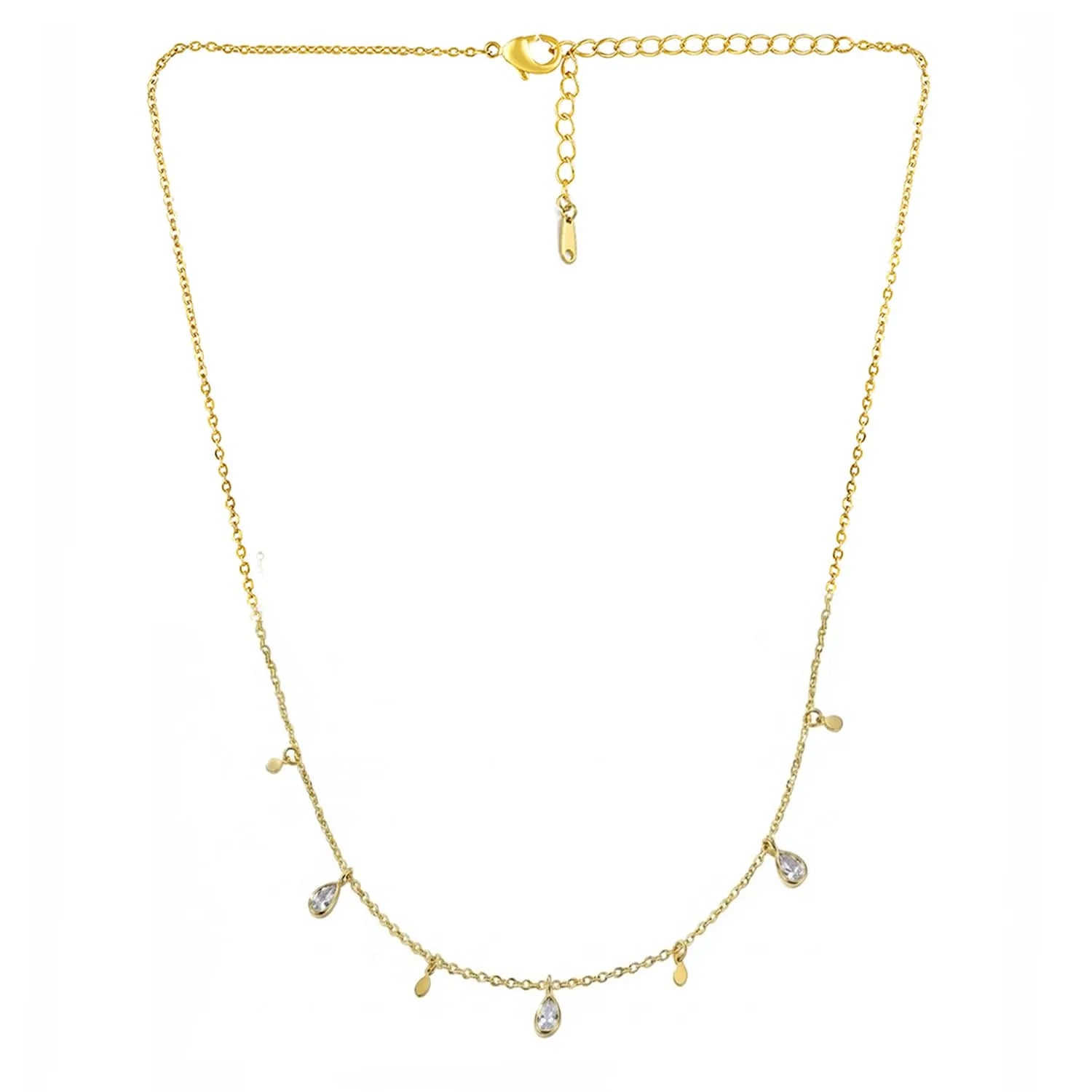 Evania Pear Cut Charm Necklace | Waterproof 18k Gold