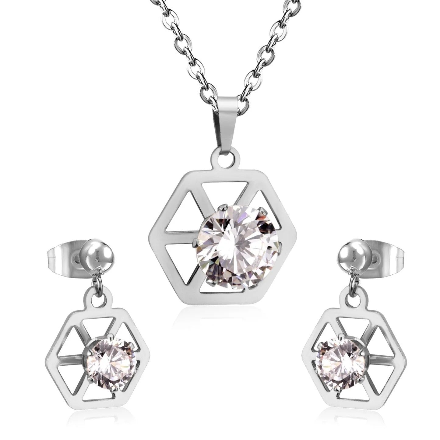 Hadley Geometric Hexagon Caged Crystal Set | Buy Set or Individual