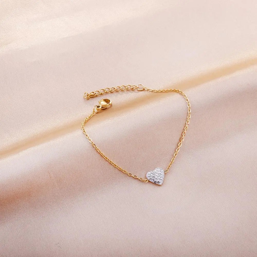 Bluey Crystal Heart Bracelet | Waterproof 18k Gold