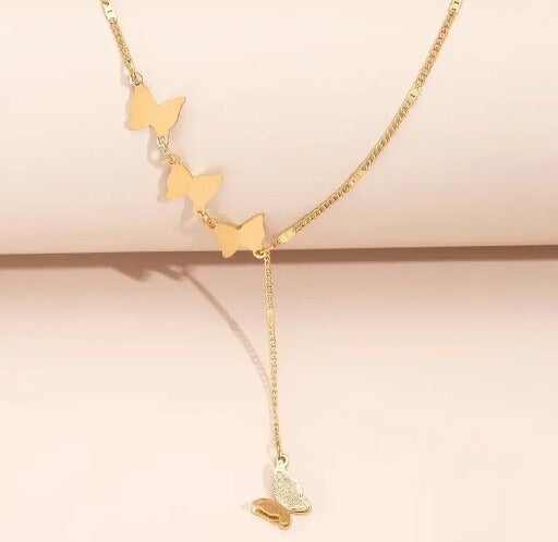 Evangel cascading butterflies Necklace | Waterproof 18k Gold