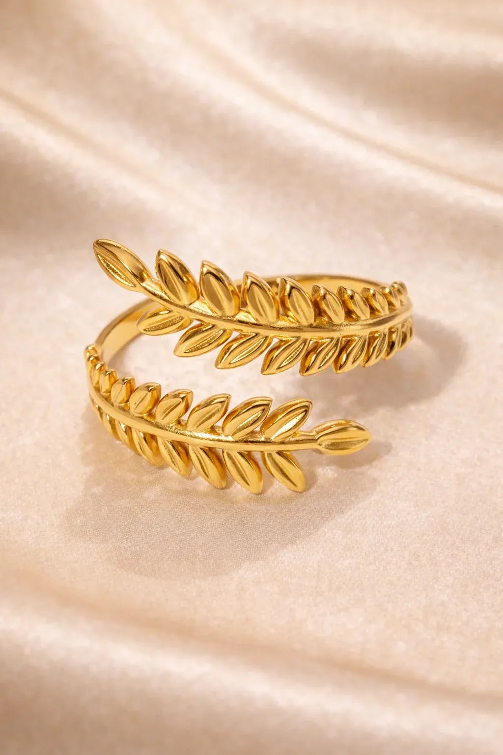 Aviana Leaf Wrap Adjustable Ring | Waterproof 18k Gold & Silver