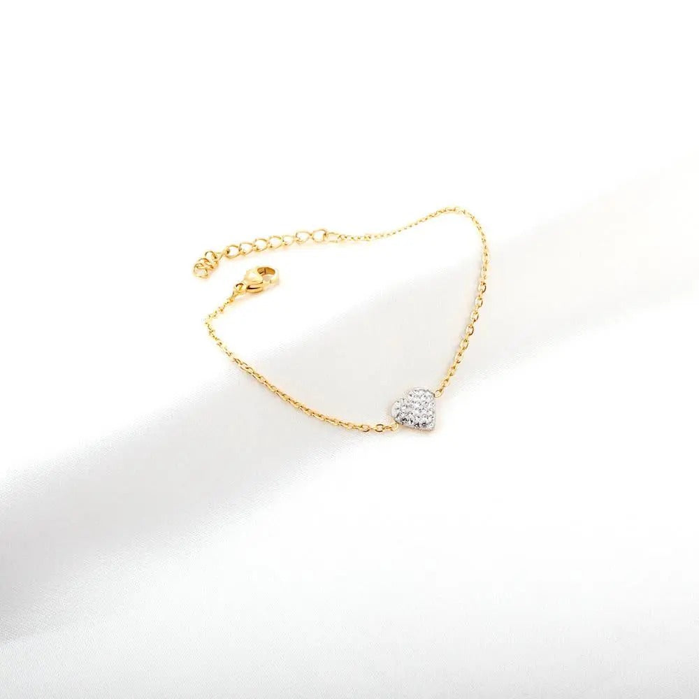 Bluey Crystal Heart Bracelet | Waterproof 18k Gold