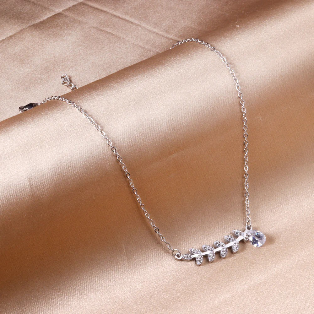 Autumn Leaves Necklace | Waterproof Steel Silver