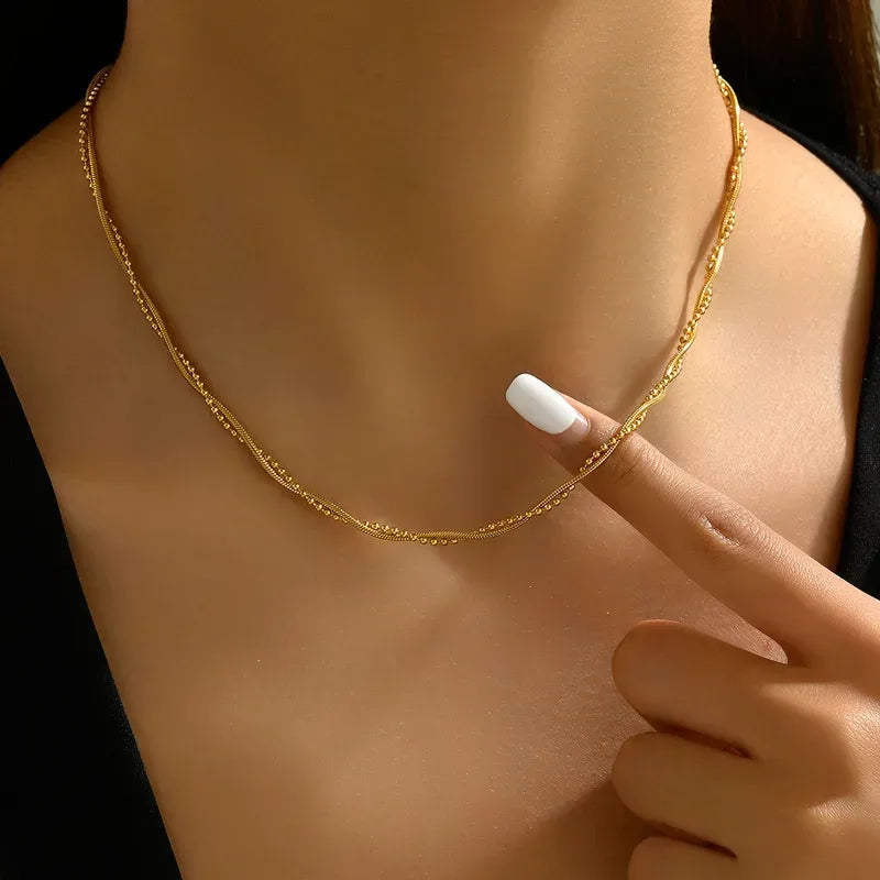 Elvana Twisted Double-Strand Necklace | Waterproof 18k Gold