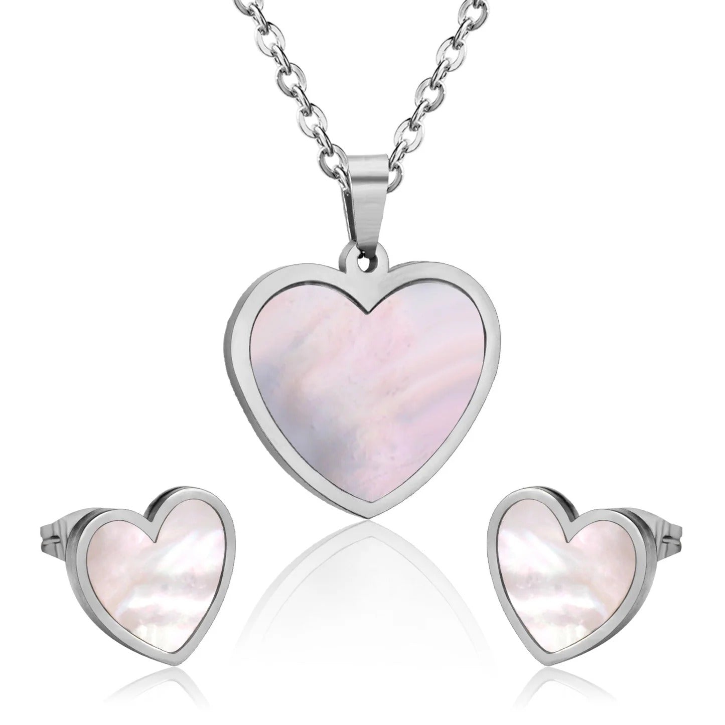 Morgan Radiant Pearl Inlay Love Heart Set | Buy Set or Individual