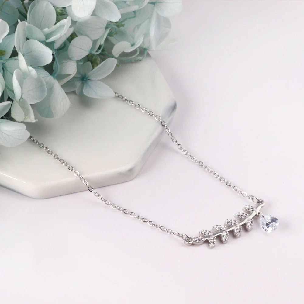 Autumn Leaves Necklace | Waterproof Steel Silver