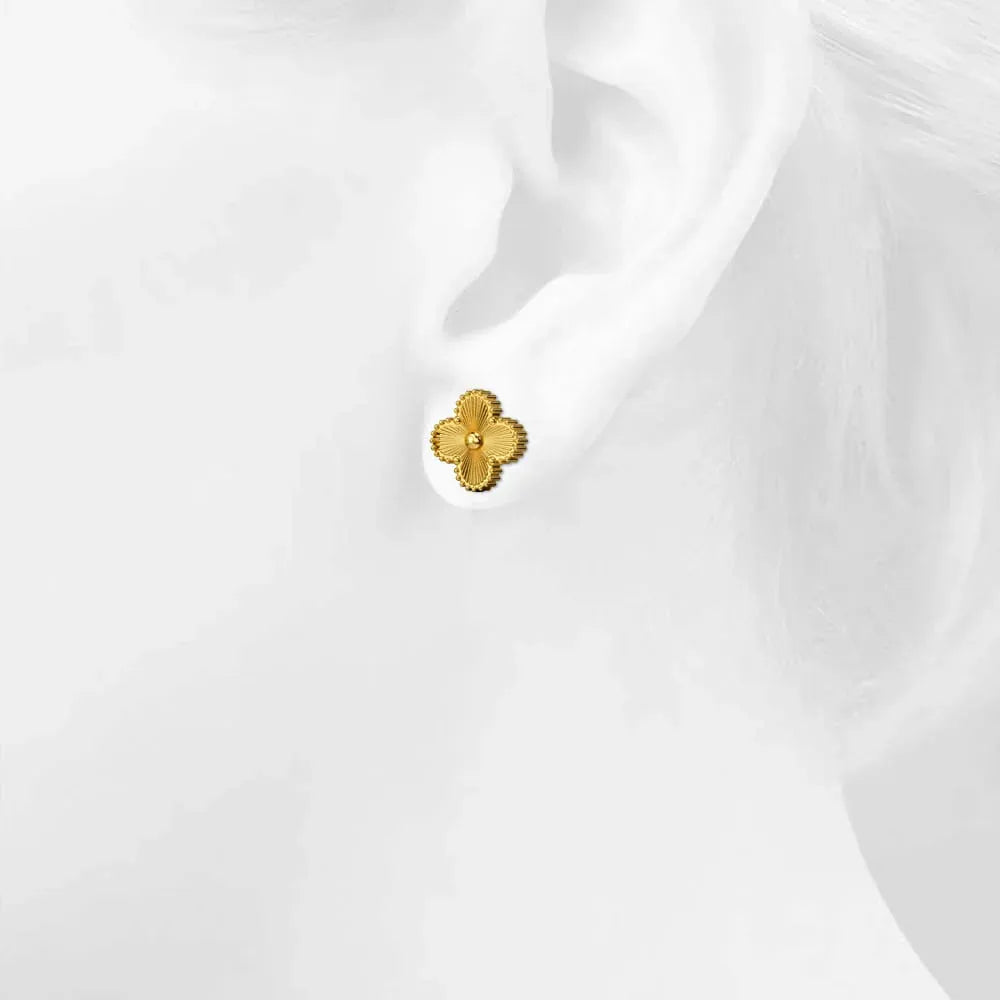 Alora Four-Leaf Gold Clover Stud Earrings | Waterproof 18k Gold