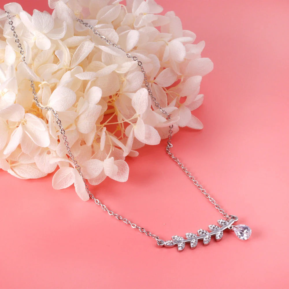 Autumn Leaves Necklace | Waterproof Steel Silver
