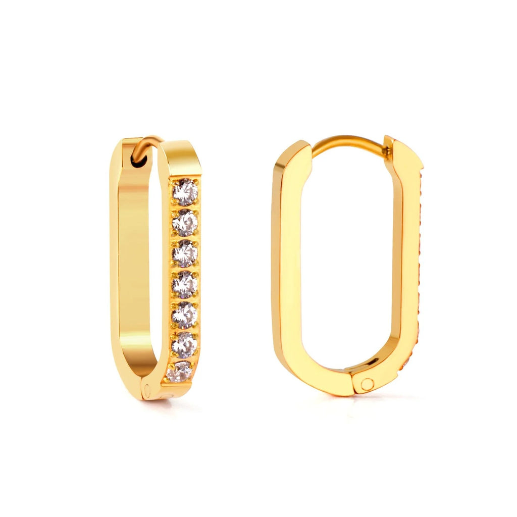 Brooklyn Oval Jewel Hoops | Waterproof 18k Gold, & Silver