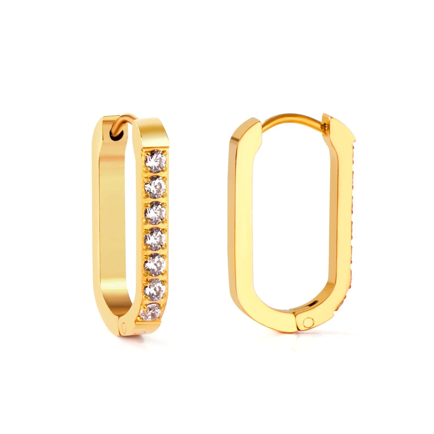 Brooklyn Oval Jewel Hoops | Waterproof 18k Gold, & Silver