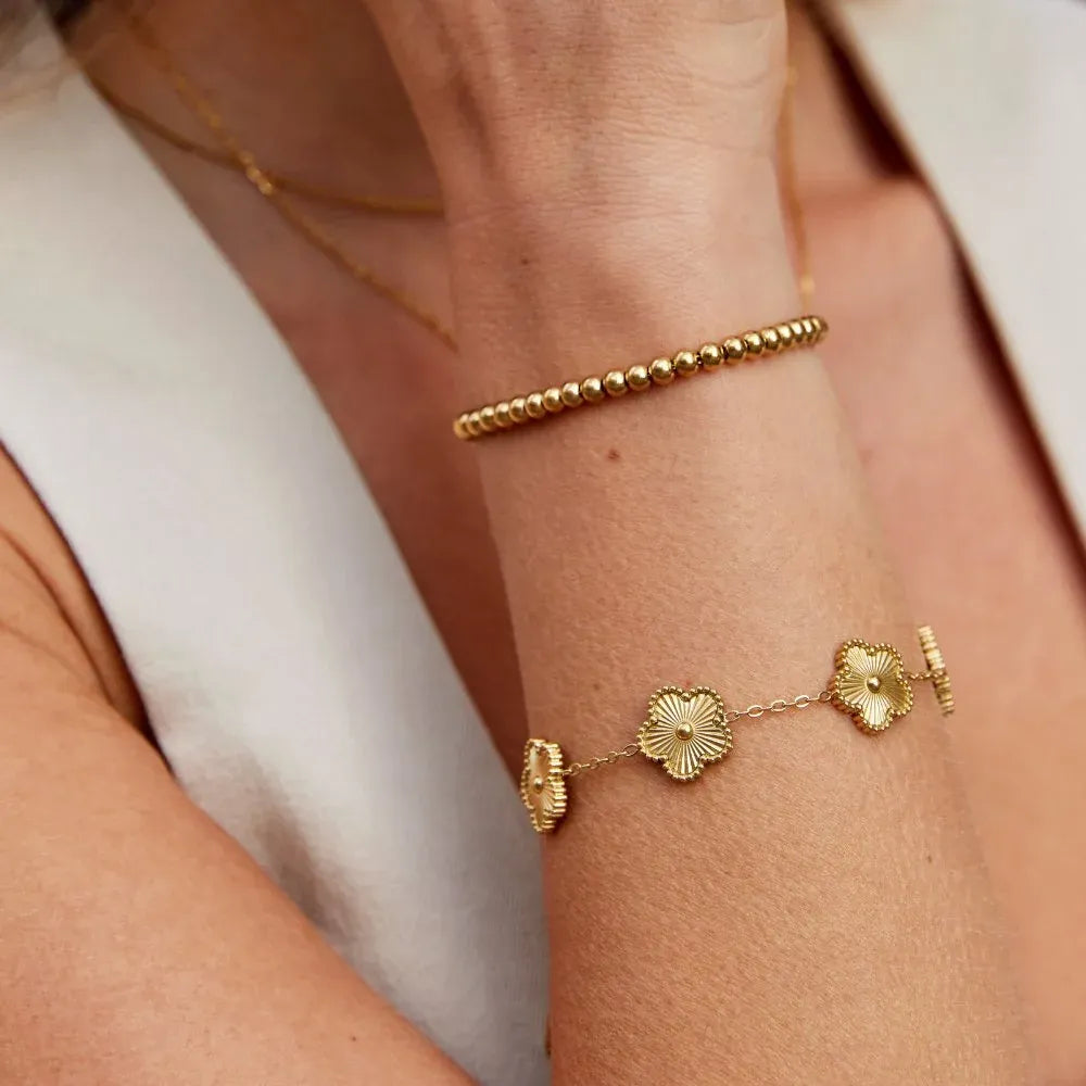 Bronte Five-Leaf Gold Clover Bracelet | Waterproof 18k Gold