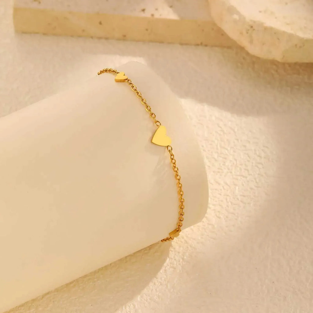 Elowen Heart Trio Bracelet | Waterproof 18k Gold