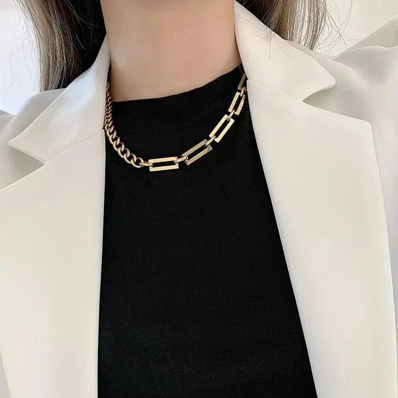 Evara Mixed Link Chain Necklace | Waterproof 18k Gold