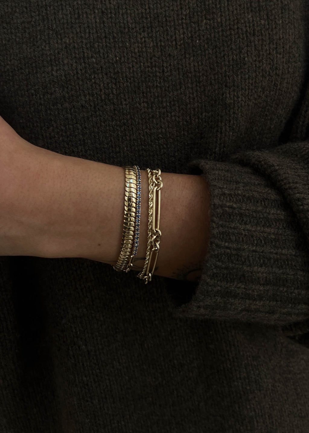 Cassia Blue Sapphire Crystal Tennis Chain Bracelet | Waterproof 18k Gold