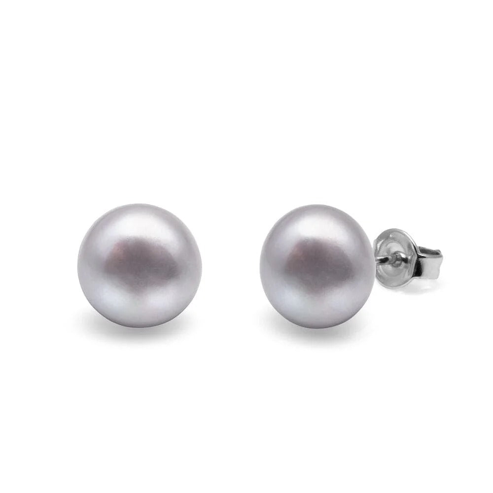 Kirkland	925 Sterling Silver AAA Freshwater 8.5-9mm Grey Pearl Studs
