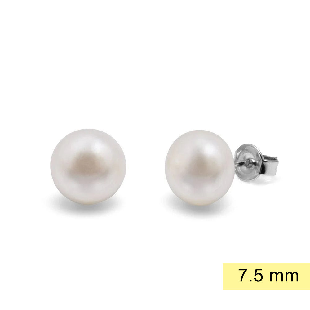 Haveni 925 Sterling Silver AAA Freshwater 7.5mm Pearl Studs