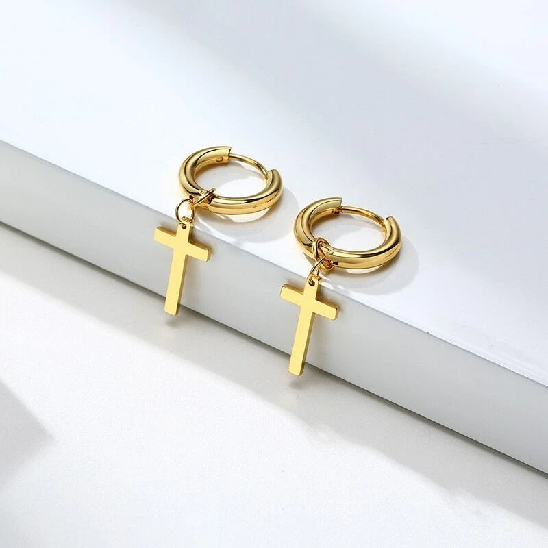 Sienna Cross Hoops | Waterproof 18k Gold & Silver