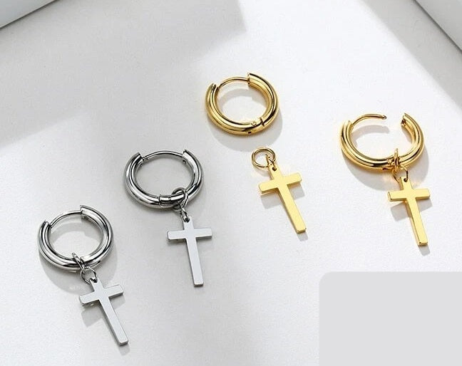Sienna Cross Hoops | Waterproof 18k Gold & Silver