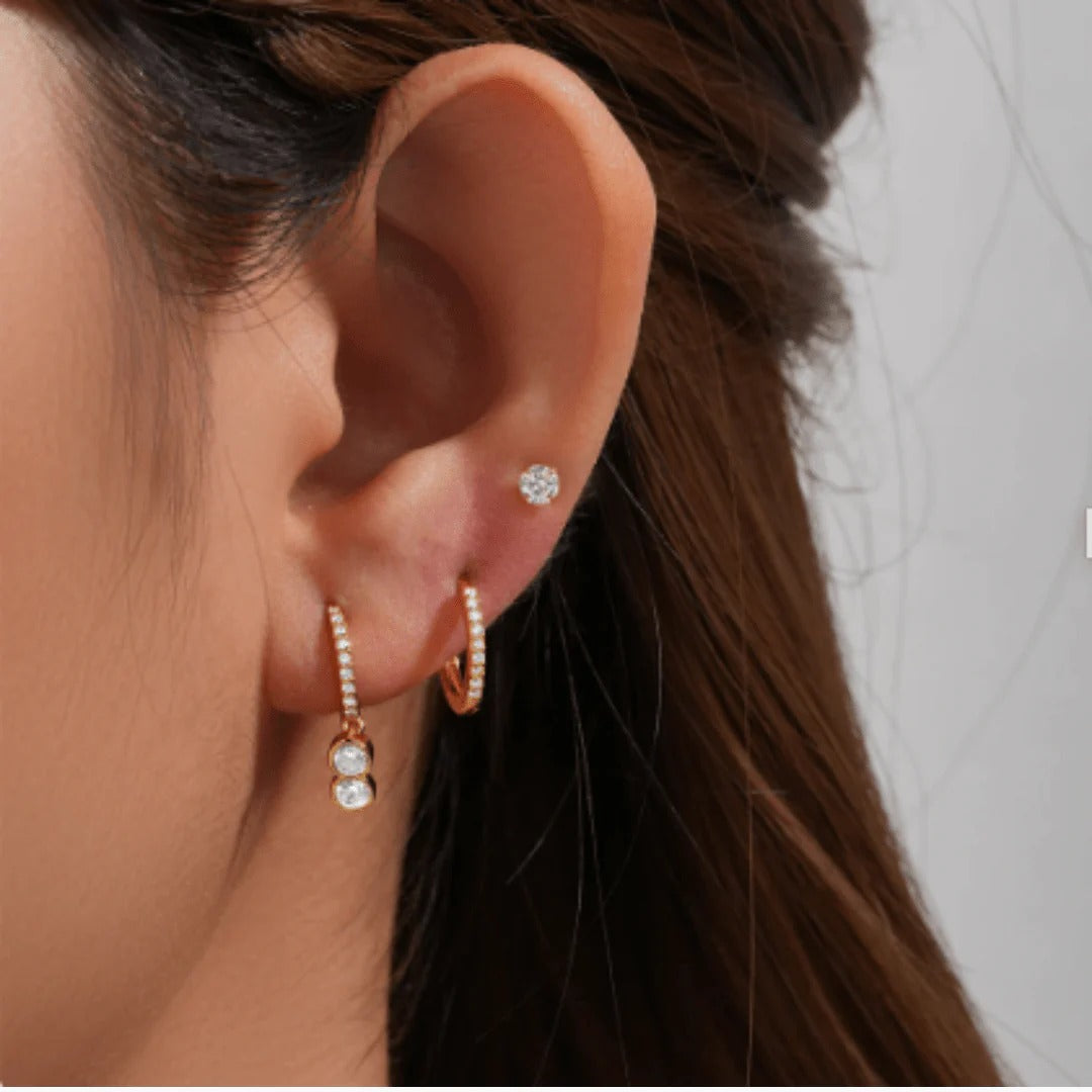 Avi 3 Piece Studs & Hoops Earrings Set
