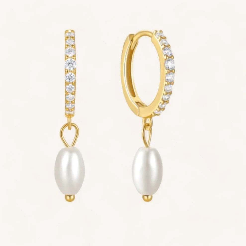 Charm Pearl Hoops Earrings