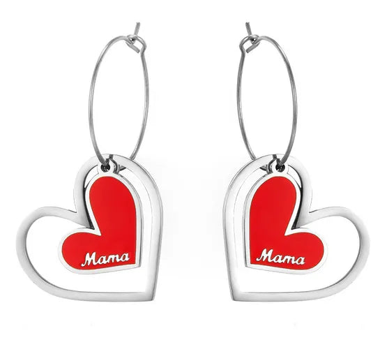Meeya Mama Red Heart Hoops | Waterproof Silver